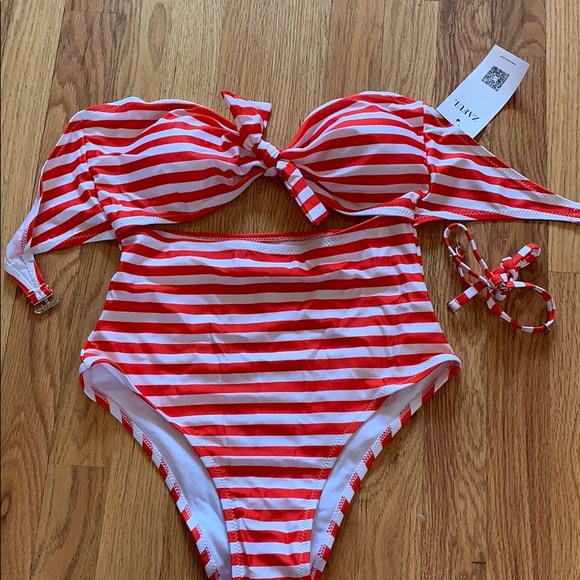 Zaful striped Knot cutout one piece (S) NWT - Picture 2 of 8